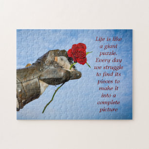 Knight with a heart with saying jigsaw puzzle