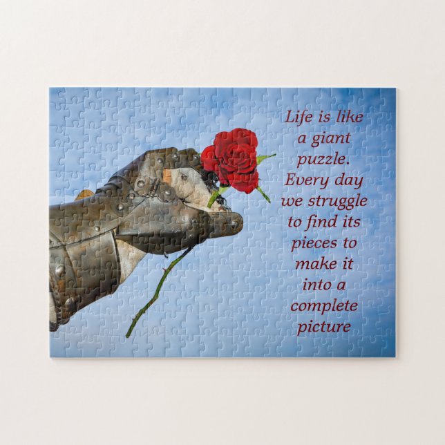 Knight with a heart with saying jigsaw puzzle (Horizontal)