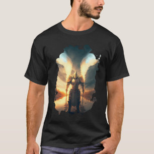 Knight with a lance in the water reflection T-Shirt