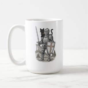 Knight With Black Cat Medieval Coffee Mug