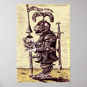 Knight with dove art poster