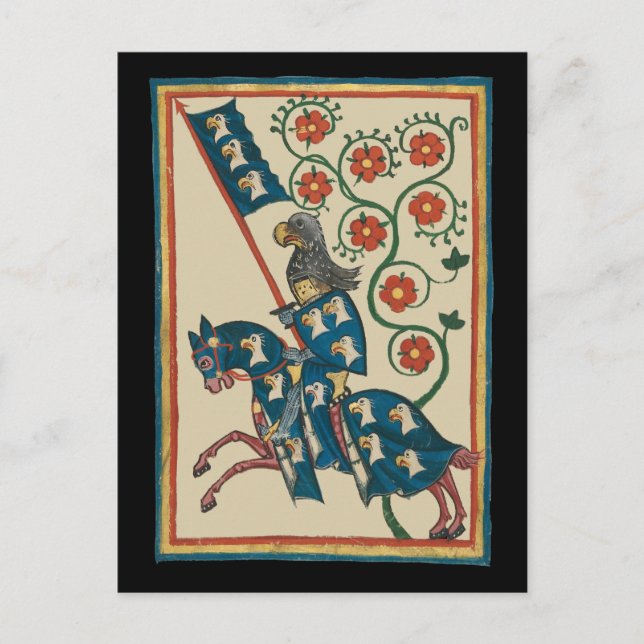 Knight With Eagle Heraldry, 14th Century Mediaeval Postcard (Front)