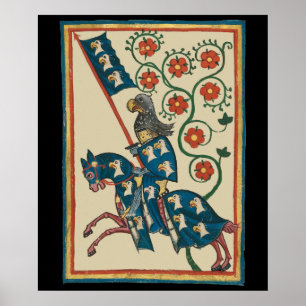 Knight With Eagle Heraldry, 14th Century Mediaeval Poster