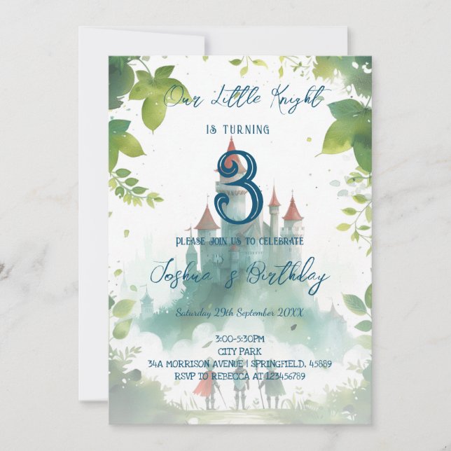 Knights And Castle Boy Birthday Party Invitation (Front)