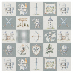 Knights and dragons baby boy nursery fabric