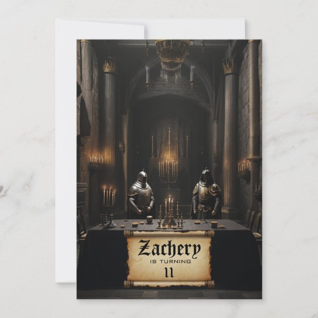 *~* Knights Armour AP88 Castle Mediaeval Birthday Invitation (Front)