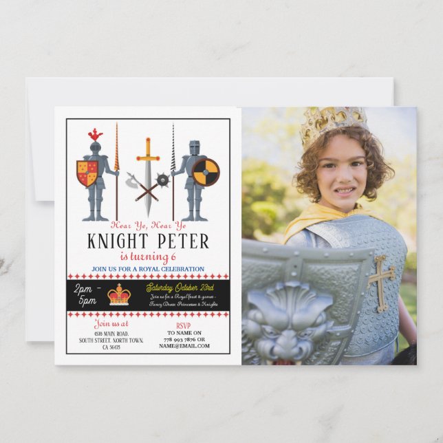 Knights Birthday Party Medieval Photo Invitation (Front)