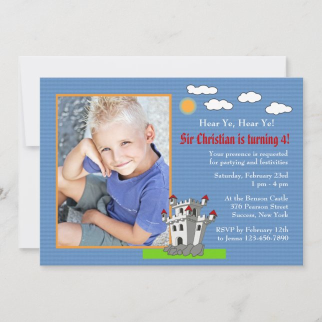 Knights Castle Birthday Party Invitation (Front)