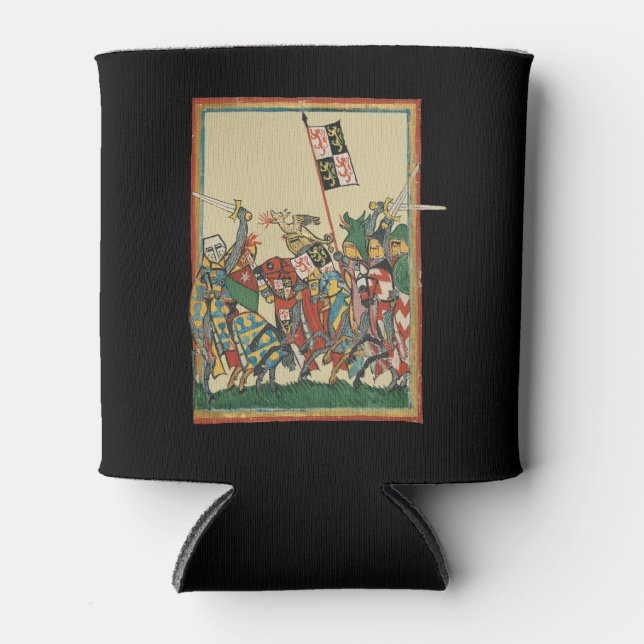 Knights Charging, 14th Century Codex Manesse Can Cooler (Front)