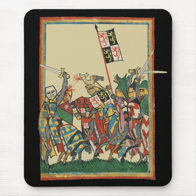 Knights Charging, 14th Century Codex Manesse Mouse Mat (Front)