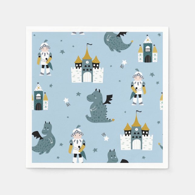 Knights & Dragons | Fairytale Birthday Party Napkin (Front)