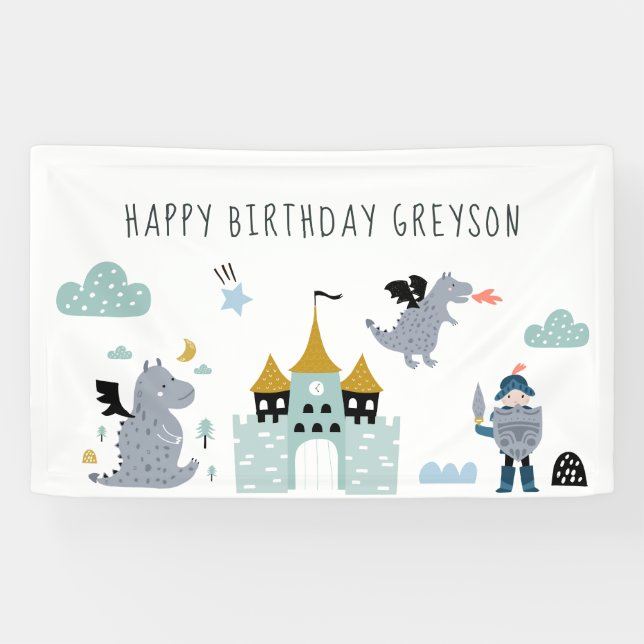 Knights & Dragons | Fairytale Birthday Welcome Banner (Horizontal)