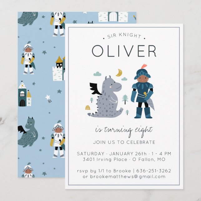 Knights & Dragons Party Invitation (Front/Back)