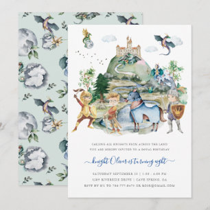 Knights & Dragons   Royal Mediaeval Birthday Invitation