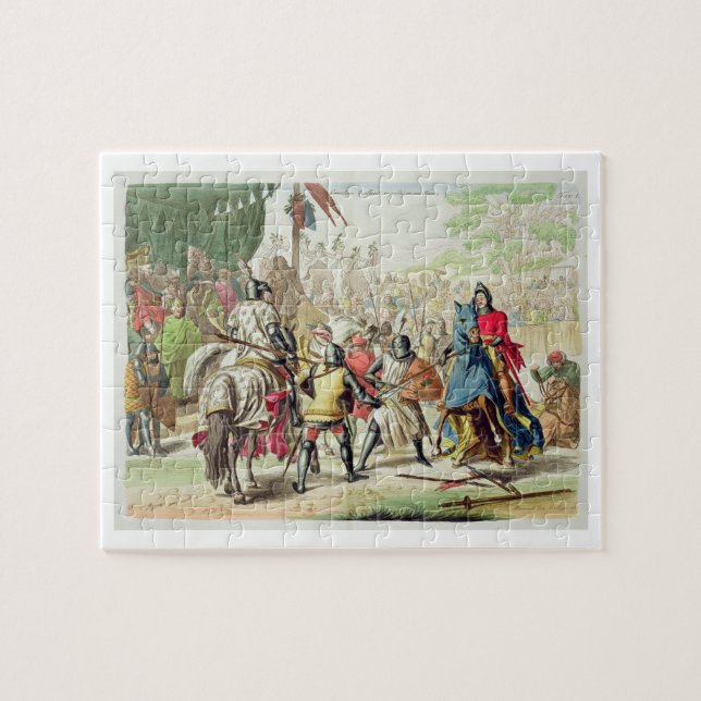 Knights Duelling on Foot in a Tournament, plate 1 Jigsaw Puzzle (Horizontal)