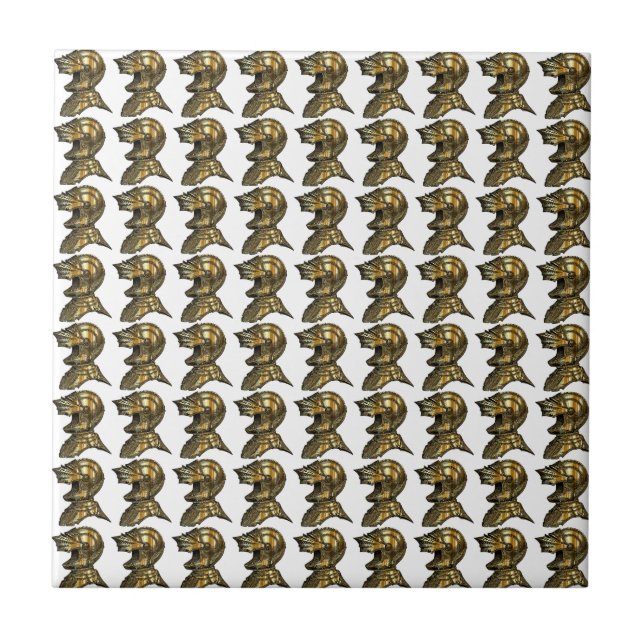 Knight's Helm Gold Mediaeval Tile (Front)