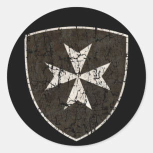 Knights Hospitaller Cross, Distressed Classic Round Sticker