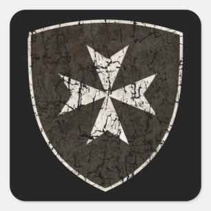 Knights Hospitaller Cross, Distressed Square Sticker