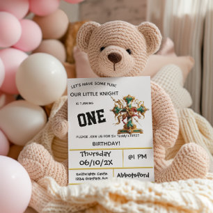 Knights In Armour Party First Birthday  Invitation