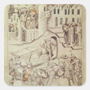 Knights jousting possibly in the Hippodrome Square Sticker