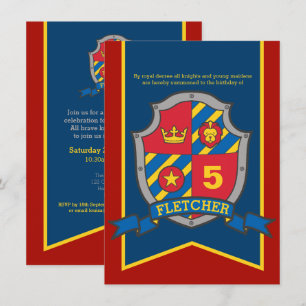 Knights mediaeval and maiden 5th birthday invites