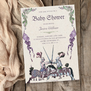 Knights mediaeval baby shower invitation
