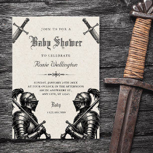 Knights mediaeval baby shower invitation
