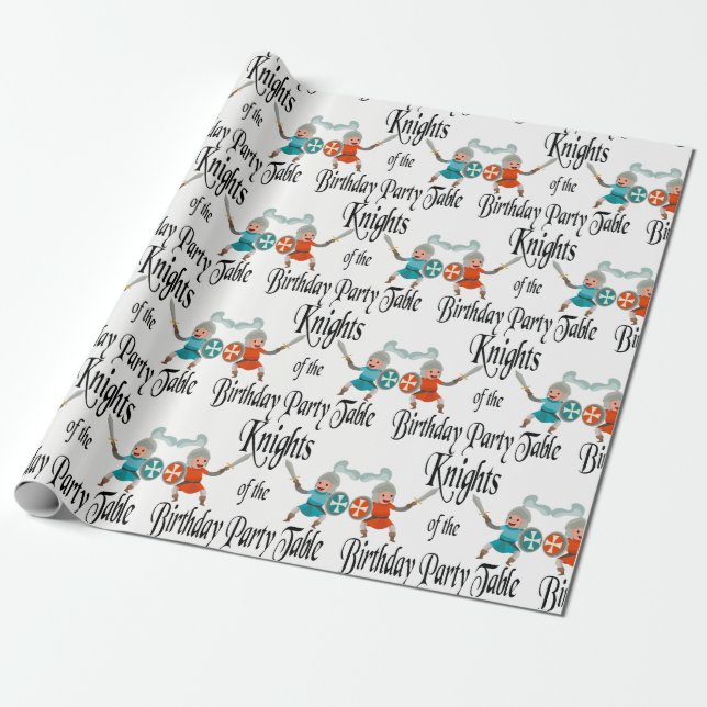 Knights of the Birthday Party Table Wrapping Paper (Unrolled)