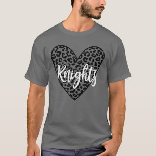 Knights School Spirit Leopard Heart Sports Fan Gam T-Shirt