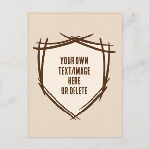 Knight's shield. Coat of arms. Safety badge. Postcard