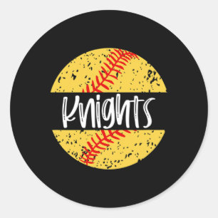 Knights Softll Team Mascot School Spirit Game Day Classic Round Sticker