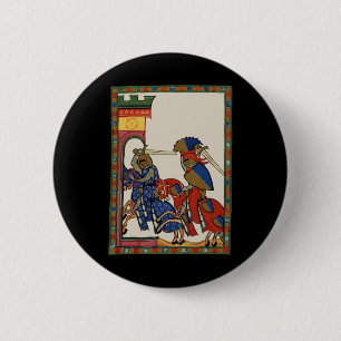 Knights Storming The Castle, 14th Century 6 Cm Round Badge
