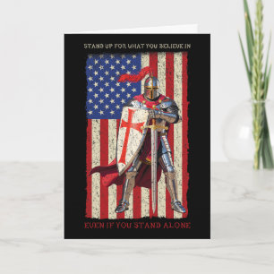 Knights Templar Crusader Mediaeval American Flag 4 Card