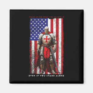 Knights Templar Crusader Valour American Flag 4th Magnet