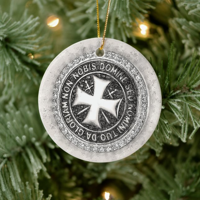Knights Templar Mediaeval Cross Seal Custom Design Ceramic Tree Decoration (Tree)