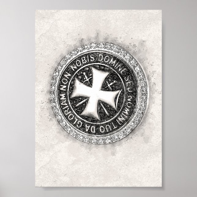 Knights Templar Mediaeval Cross Seal Custom Design Poster (Front)