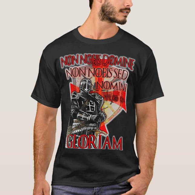 Knights Templar Non Nobis Gloriam Crusader Cross h T-Shirt (Front)