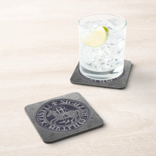 Knights Templar Seal Two Knights Horse Medallion Coaster