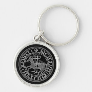 Knights Templar Seal Two Knights Horse Medallion Key Ring