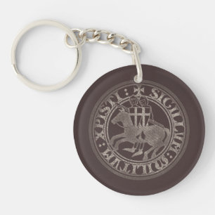 Knights Templar Seal Two Knights Horse Medallion Key Ring