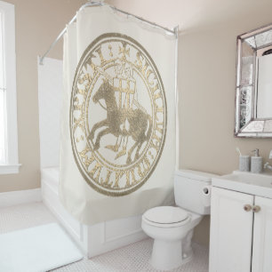 Knights Templar Seal Two Knights Horse Medallion Shower Curtain