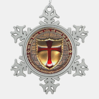 KNIGHTS TEMPLAR SNOWFLAKE PEWTER CHRISTMAS ORNAMENT