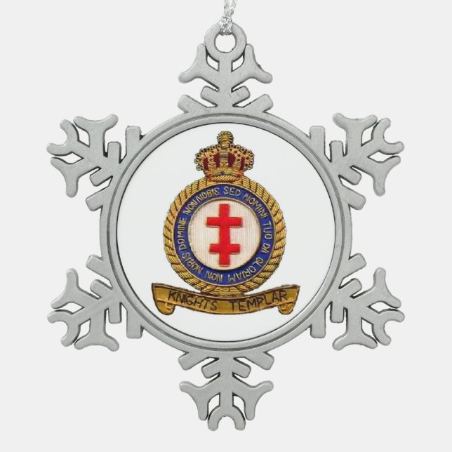KNIGHTS TEMPLAR SNOWFLAKE PEWTER CHRISTMAS ORNAMENT (Front)