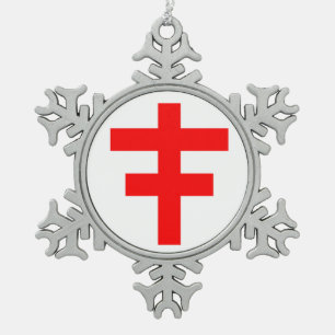 KNIGHTS TEMPLAR SNOWFLAKE PEWTER CHRISTMAS ORNAMENT