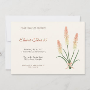 Kniphofia Coral Spikes 85th Birthday Invitation