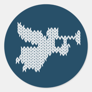 Knit Angel with Trumpet Christian Religious Blue Classic Round Sticker