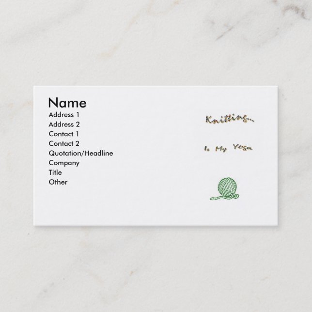 Knit as Yoga Cards (Front)