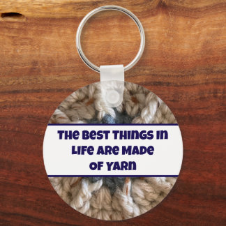 Knit Beige Blue Yarn Photo Crafty Crochet Crafter Key Ring
