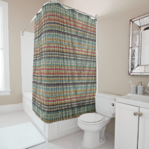 Knit Chevron Faux Knitted Yarn Cute Colourful Shower Curtain