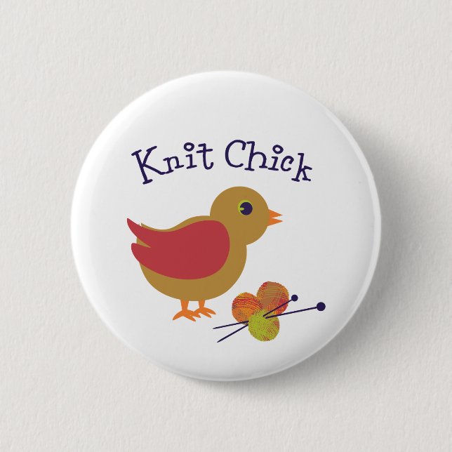 Knit Chick 6 Cm Round Badge (Front)